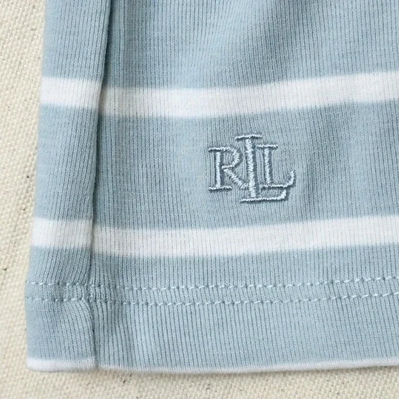 Lauren Ralph Lauren Striped Top Blue White 3/4 Sleeve Size PM Preppy New - Picture 5 of 9